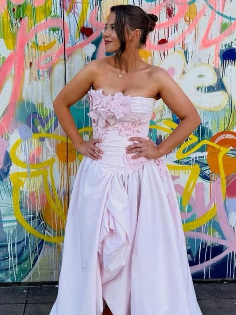 Aje Splendour Embroidered Floral Detail Strapless Gown Pastel Pink NEW with tags - Picture 2 of 14